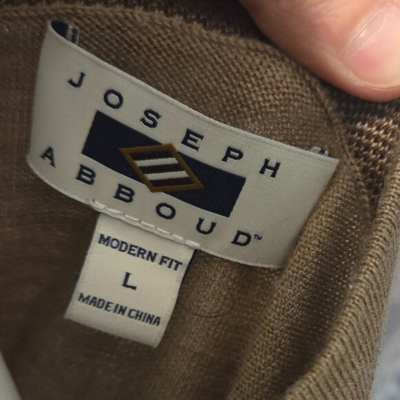 Joseph Abboud Men's tan v neck large pullover sweater - Picture 2 of 7